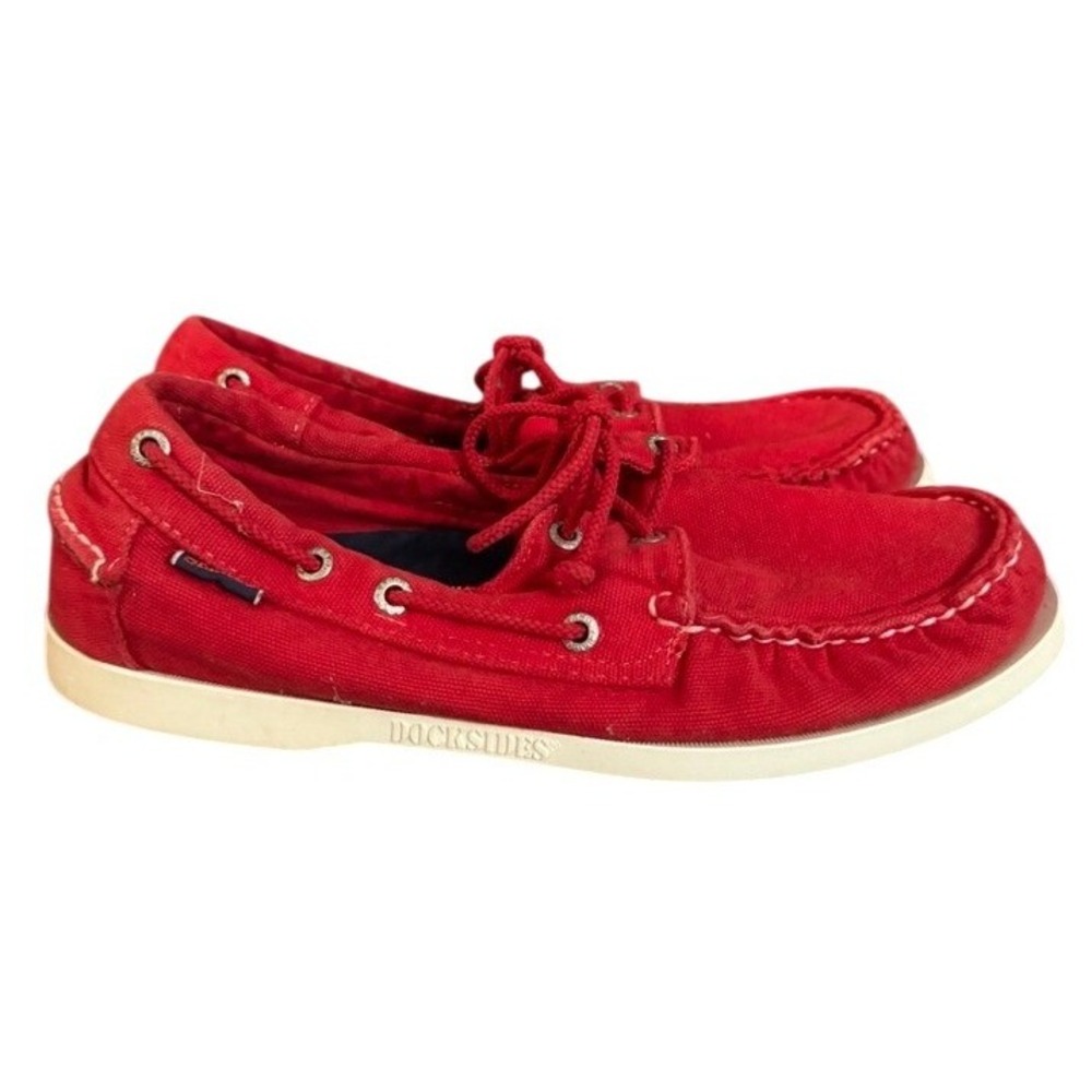 Sebago Docksides Red Canvas Boat Shoes Mens Nautical Loafers Slip Resistant 8.5